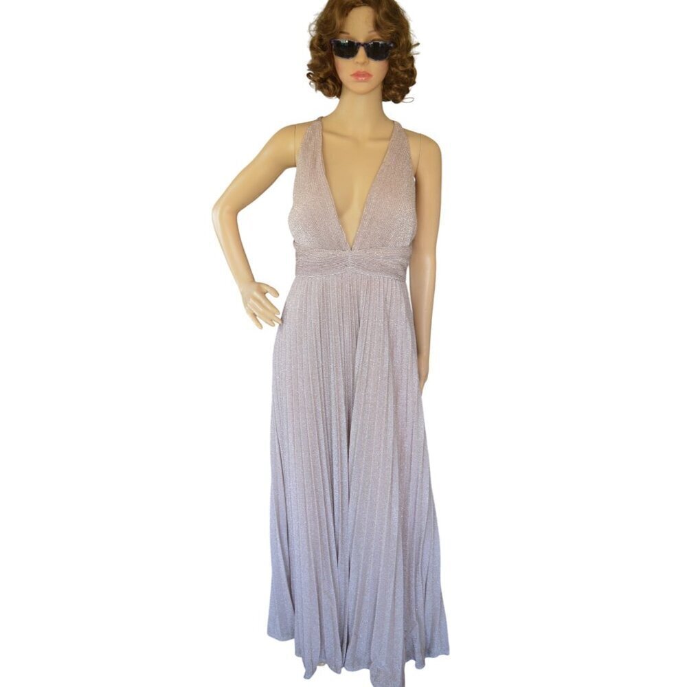 Lulus Especially Stunning Blush Pink Sparkly Pleated Maxi Prom Dress Size Medium - Picture 2 of 12